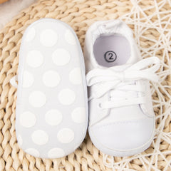 Baby Unisex Canvas Booties (White)-BT5107
