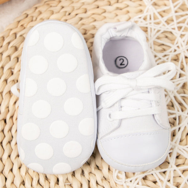 Baby Unisex Canvas Booties (White)-BT5107