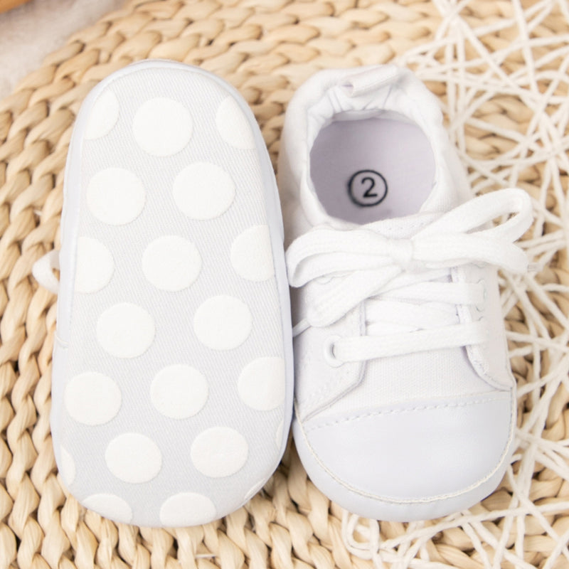 Baby Unisex Canvas Booties (White)-BT5107