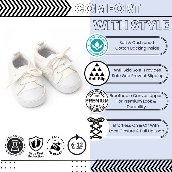 Baby Unisex Canvas Booties (White)-BT5107