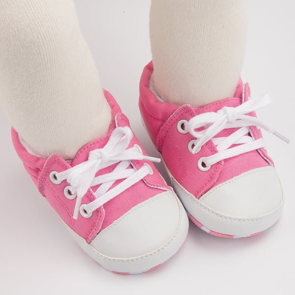Baby Unisex Canvas Booties (Pink)-BT5108