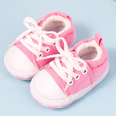 Baby Unisex Canvas Booties (Pink)-BT5108