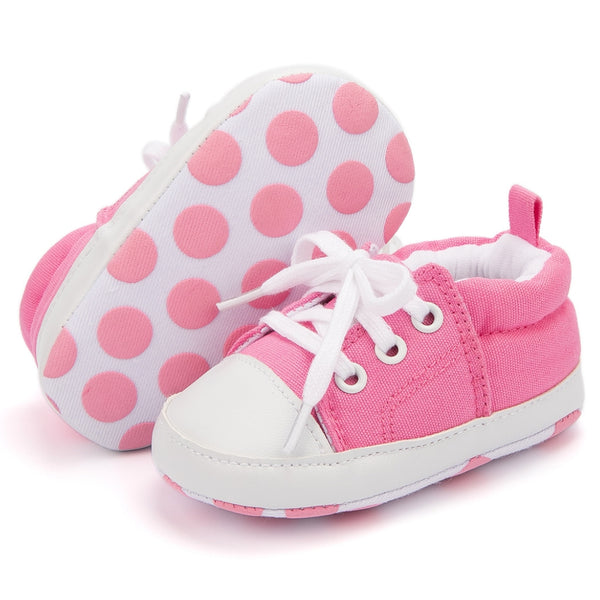 Baby Unisex Canvas Booties (Pink)-BT5108