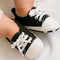 Baby Unisex Canvas Booties (Black)-BT5109
