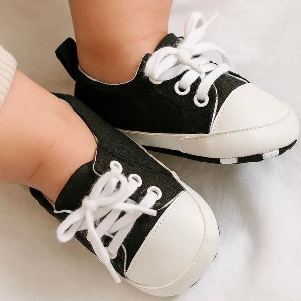 Baby Unisex Canvas Booties (Black)-BT5109
