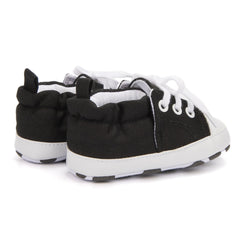 Baby Unisex Canvas Booties (Black)-BT5109