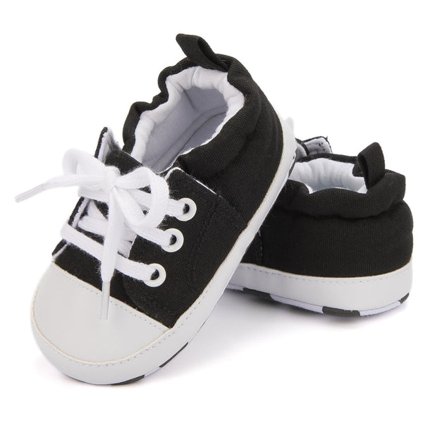 Baby Unisex Canvas Booties (Black)-BT5109