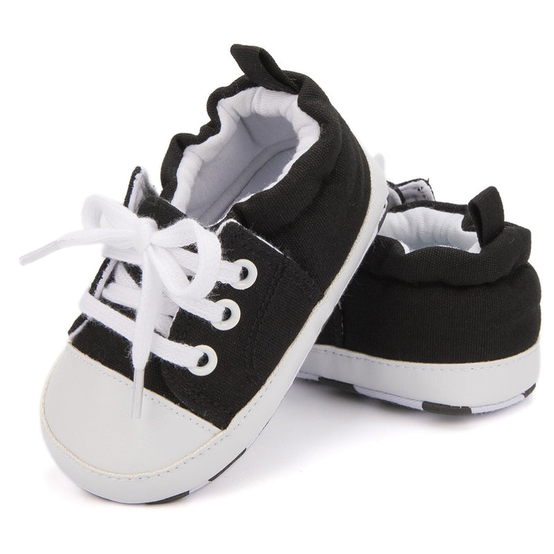 Baby Unisex Canvas Booties (Black)-BT5109