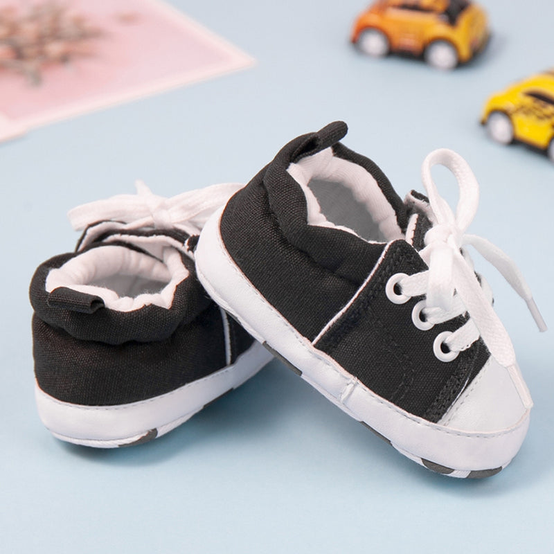 Baby Unisex Canvas Booties (Black)-BT5109
