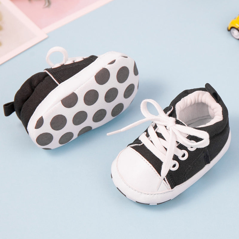 Baby Unisex Canvas Booties (Black)-BT5109