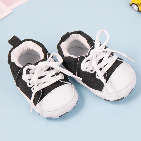 Baby Unisex Canvas Booties (Black)-BT5109