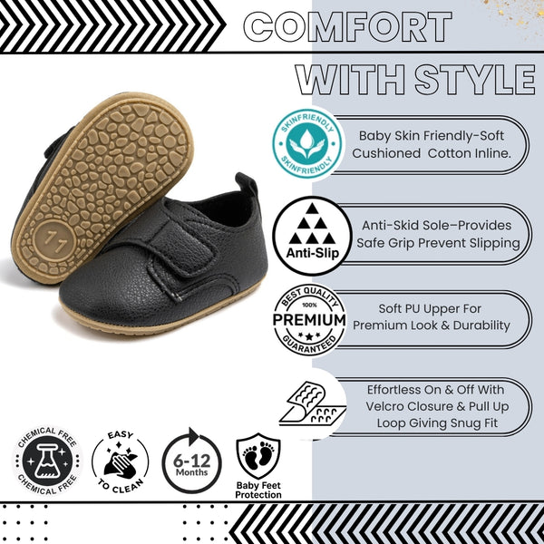 Baby Unisex Synthetic Velcro Booties (Brown)-BT5111