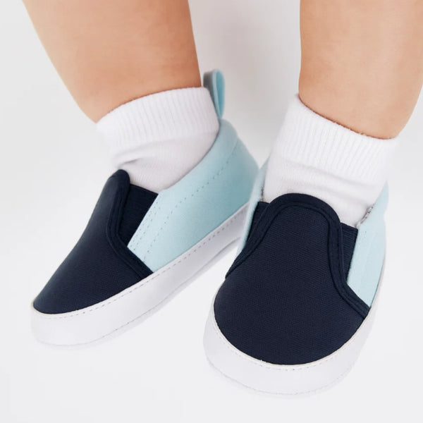 Baby Unisex Slip on Cotton Loafer Booties (Blue)-BT5115