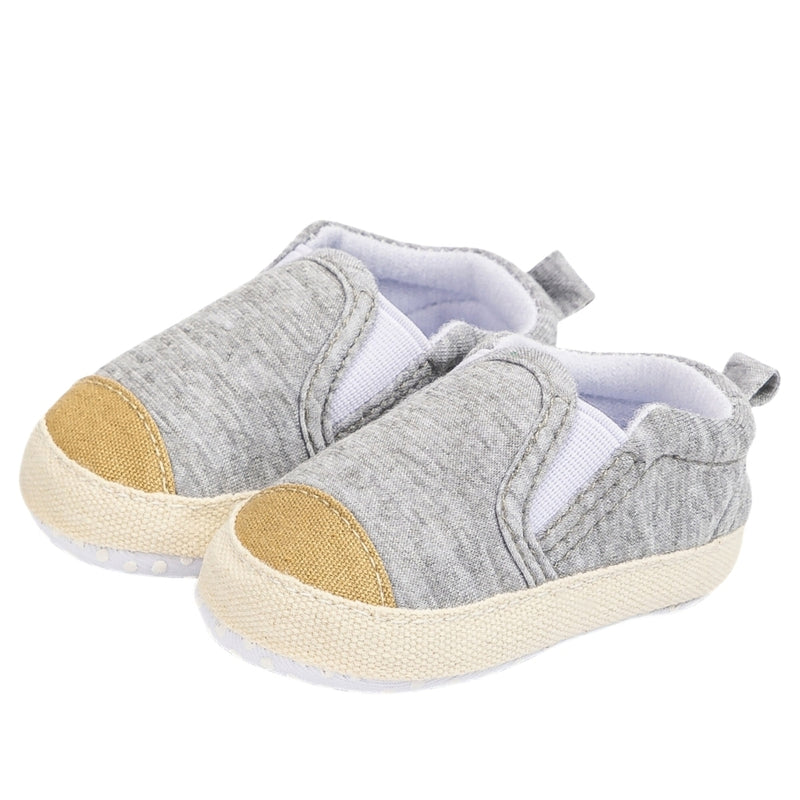 Baby Unisex Cotton Slip on Loafer Booties (Grey,Gold)-BT5116