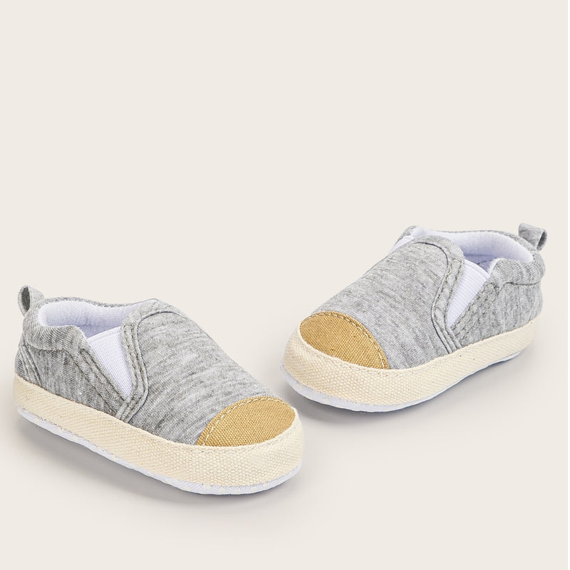 Baby Unisex Cotton Slip on Loafer Booties (Grey,Gold)-BT5116
