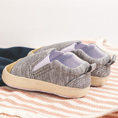 Baby Unisex Cotton Slip on Loafer Booties (Grey,Gold)-BT5116