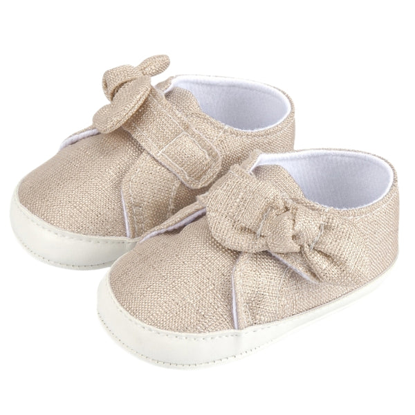 Baby Unisex Cotton Mesh Baby Girl Velcro Bow Booties (Gold)-BT5125