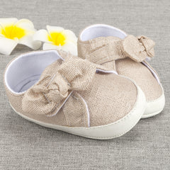 Baby Unisex Cotton Mesh Baby Girl Velcro Bow Booties (Gold)-BT5125