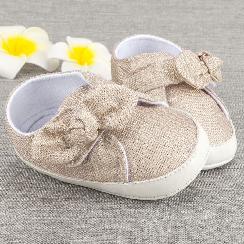 Baby Unisex Cotton Mesh Baby Girl Velcro Bow Booties (Gold)-BT5125