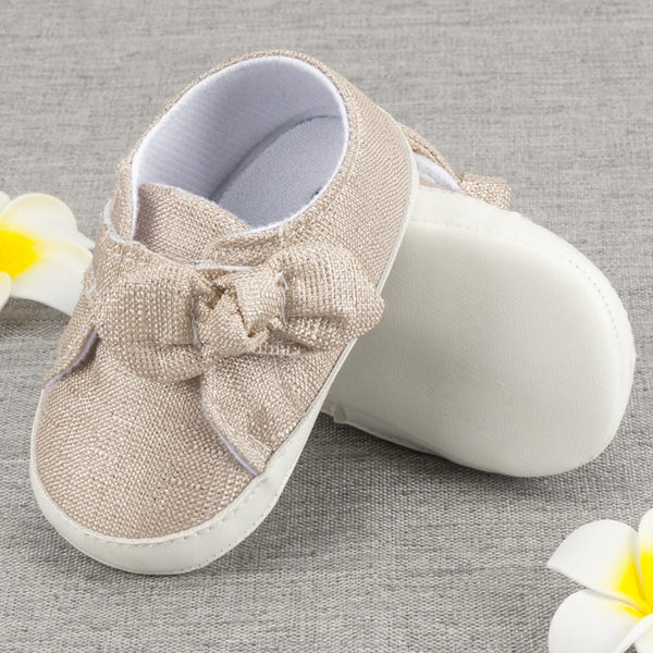 Baby Unisex Cotton Mesh Baby Girl Velcro Bow Booties (Gold)-BT5125