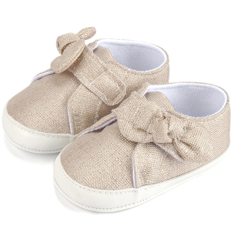 Baby Unisex Cotton Mesh Baby Girl Velcro Bow Booties (Gold)-BT5125
