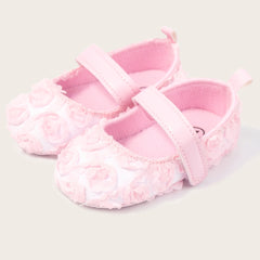 Baby Unisex Net Floral Velcro Booties (Baby Pink)-BT5129