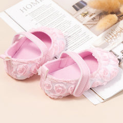 Baby Unisex Net Floral Velcro Booties (Baby Pink)-BT5129