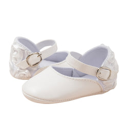 Baby Unisex Synthetic Velcro Booties (White)-BT5132