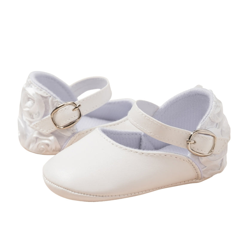 Baby Unisex Synthetic Velcro Booties (White)-BT5132