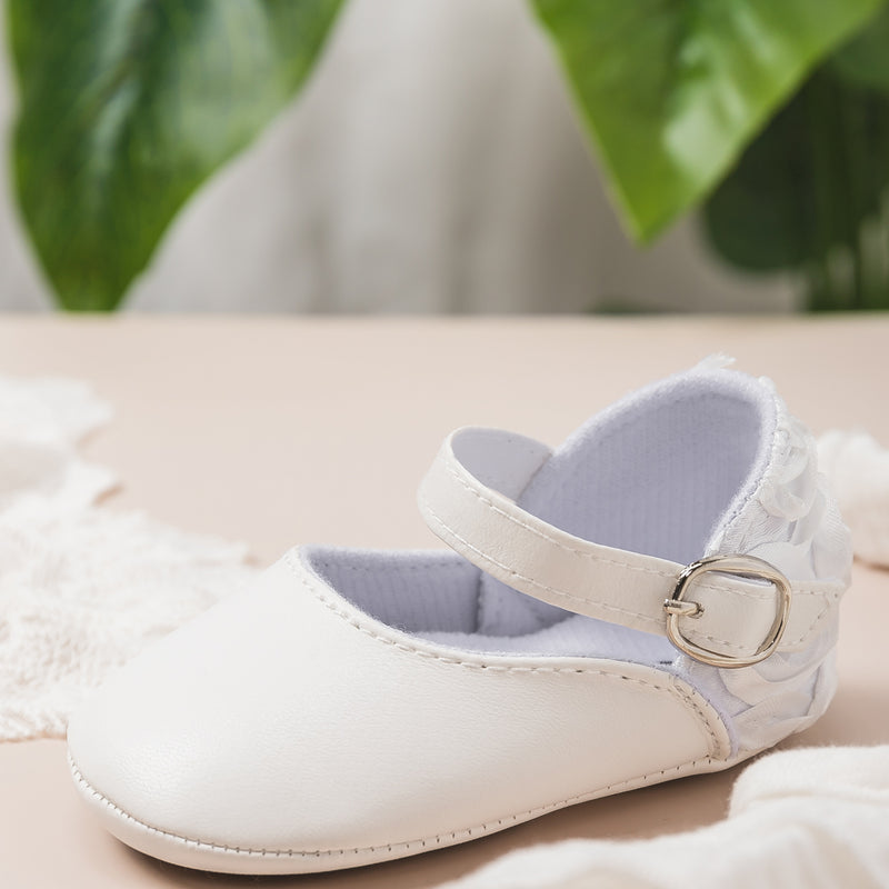 Baby Unisex Synthetic Velcro Booties (White)-BT5132