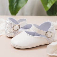 Baby Unisex Synthetic Velcro Booties (White)-BT5132