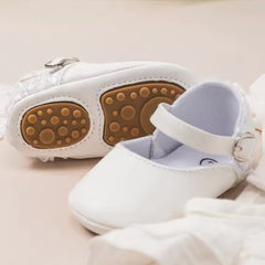 Baby Unisex Synthetic Velcro Booties (White)-BT5132