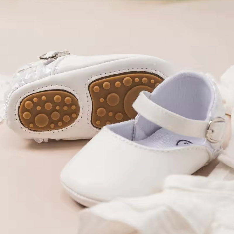 Baby Unisex Synthetic Velcro Booties (White)-BT5132