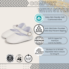 Baby Unisex Synthetic Velcro Booties (White)-BT5132