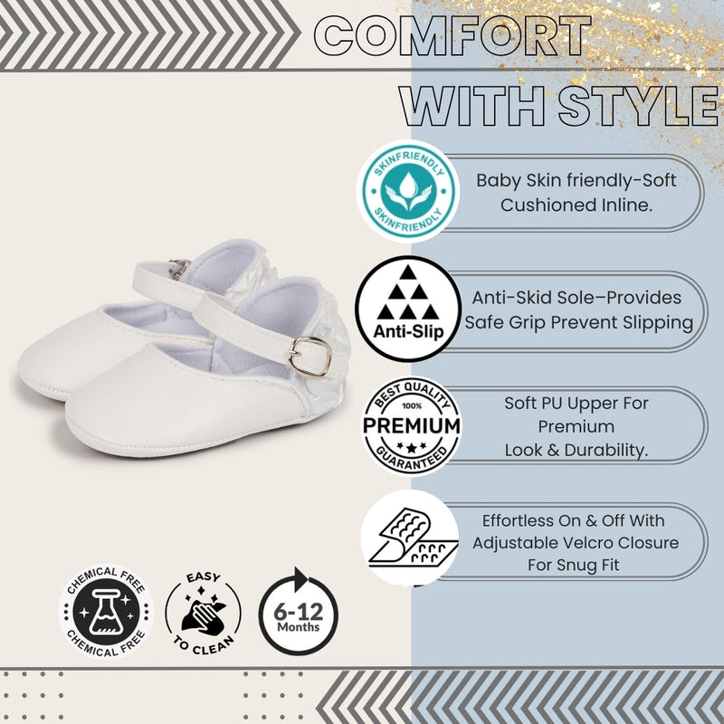 Baby Unisex Synthetic Velcro Booties (White)-BT5132