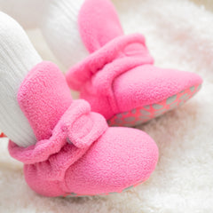 Baby Unisex Fur Velcro Booties (Pink)-BT5133