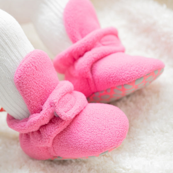 Baby Unisex Fur Velcro Booties (Pink)-BT5133