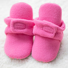 Baby Unisex Fur Velcro Booties (Pink)-BT5133