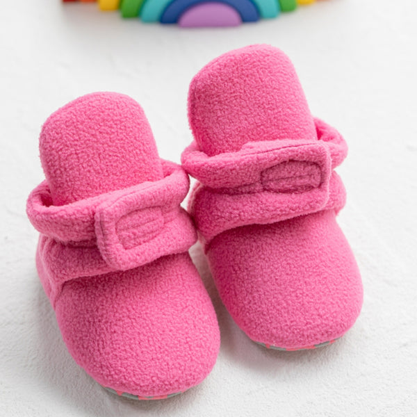 Baby Unisex Fur Velcro Booties (Pink)-BT5133