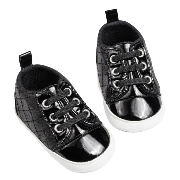 Baby Unisex Synthetic Lace-Up Booties (Black)-BT5134