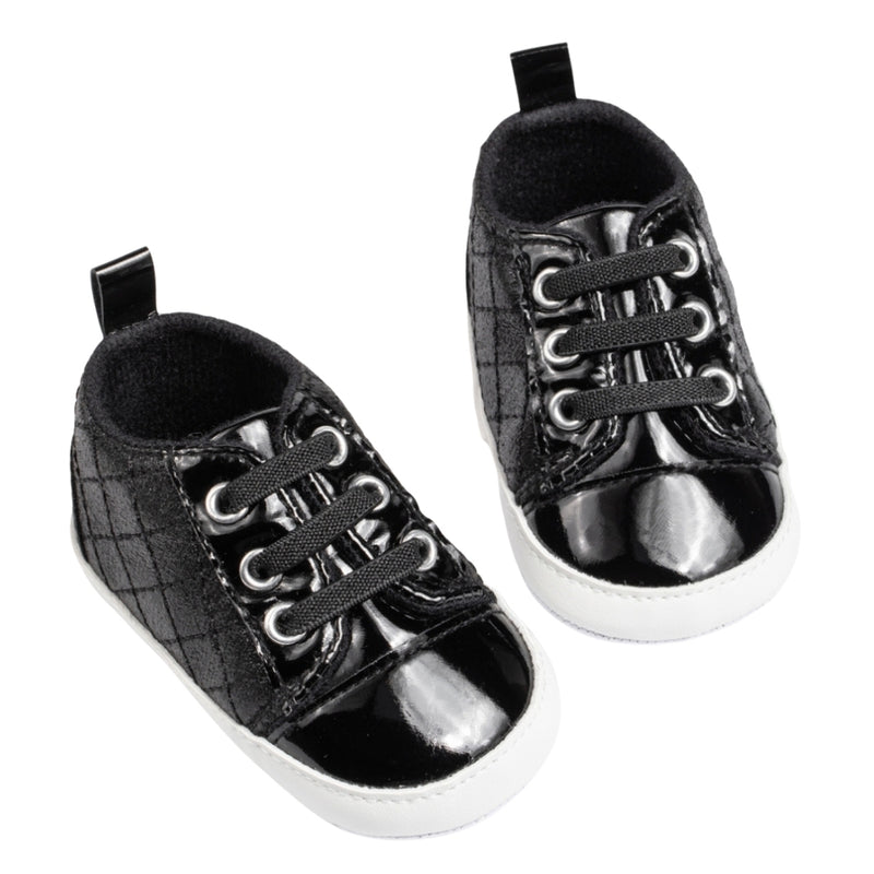 Baby Unisex Synthetic Lace-Up Booties (Black)-BT5134