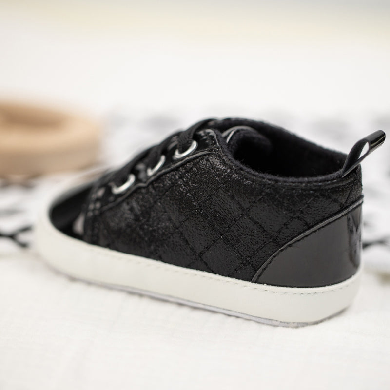 Baby Unisex Synthetic Lace-Up Booties (Black)-BT5134