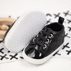 Baby Unisex Synthetic Lace-Up Booties (Black)-BT5134