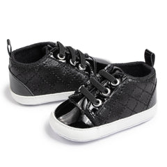 Baby Unisex Synthetic Lace-Up Booties (Black)-BT5134