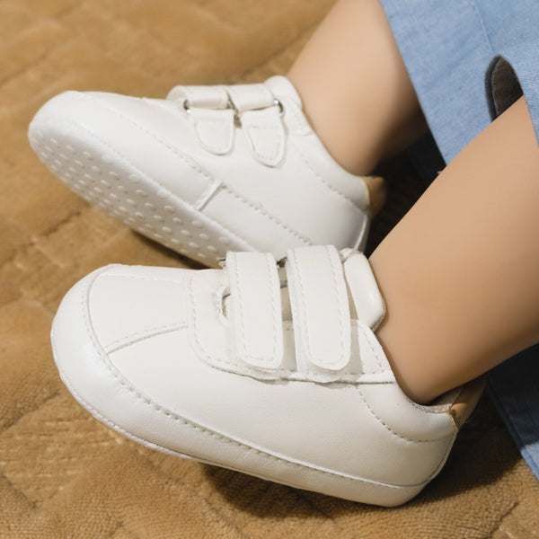 Baby Unisex Synthetic Velcro Booties (White)-BT5135