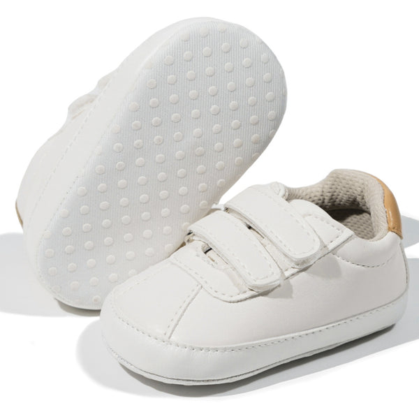 Baby Unisex Synthetic Velcro Booties (White)-BT5135