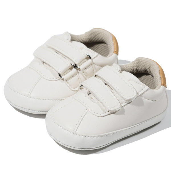 Baby Unisex Synthetic Velcro Booties (White)-BT5135