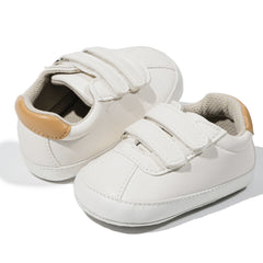 Baby Unisex Synthetic Velcro Booties (White)-BT5135