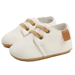 Baby Unisex Synthetic Lace-Up Booties (White)-BT5137