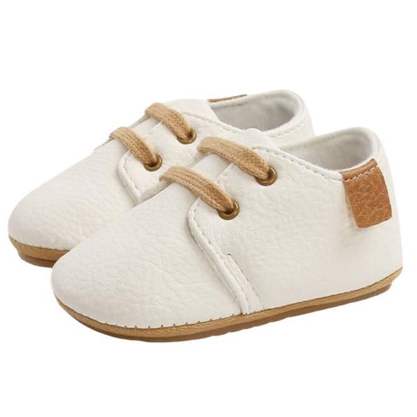 Baby Unisex Synthetic Lace-Up Booties (White)-BT5137